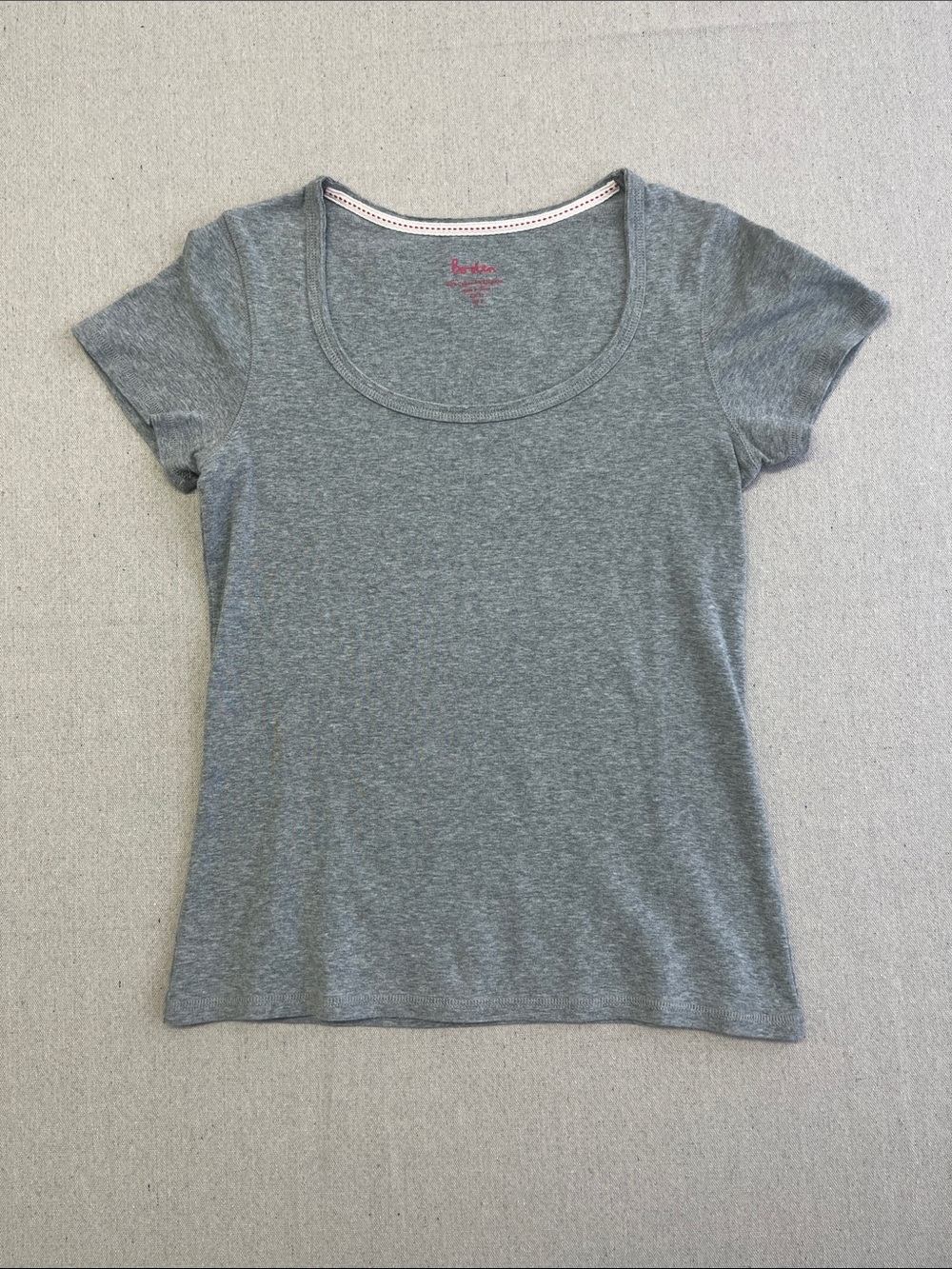 Boden Gray Scoop Neck Stretch Tee Shirt Short Sleeve US 8 UK 12